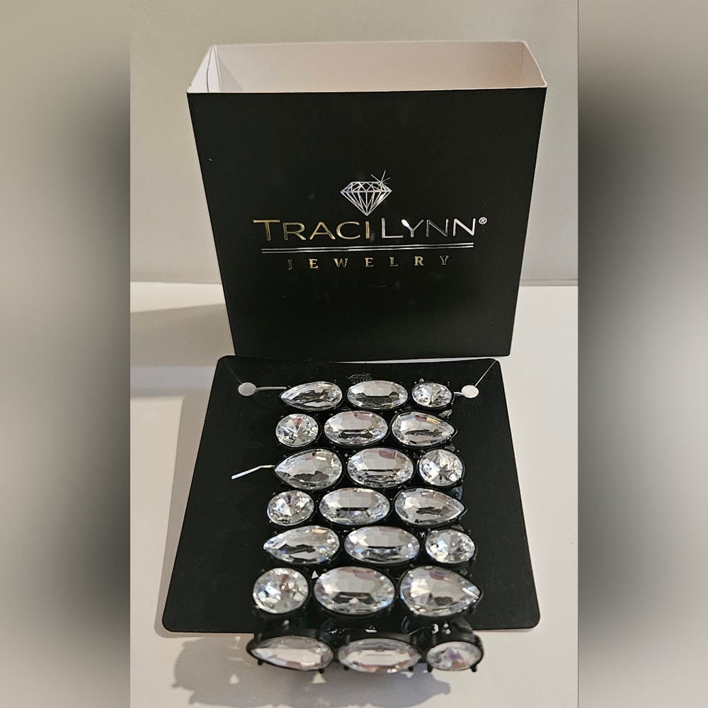 Traci Lynn Silver Crystal Bracelet